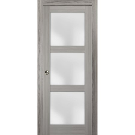 SARTODOORS Pocket Interior Door, 30" x 80", Gray LUCIA2552PD-SSS-30